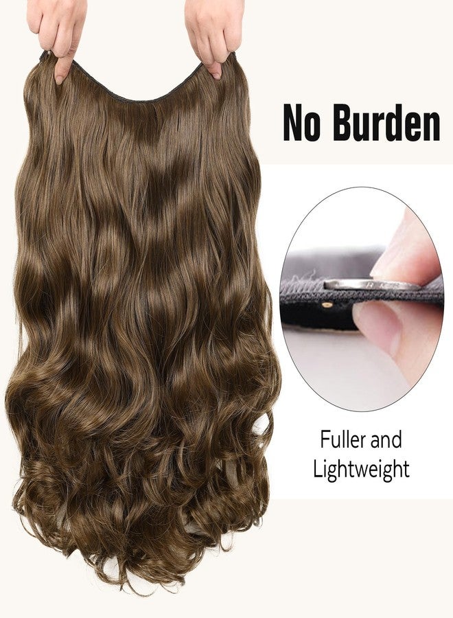 FAVE One Piece Extensions for Daily Use V-Shaped Clip in Extensions for Women Soft and Thick Brown Hair Extensions Wavy clip in Hair Extensions with 5 Clips Synthetic Hair Extension 20 inches - Image 2